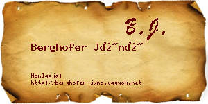 Berghofer Júnó névjegykártya